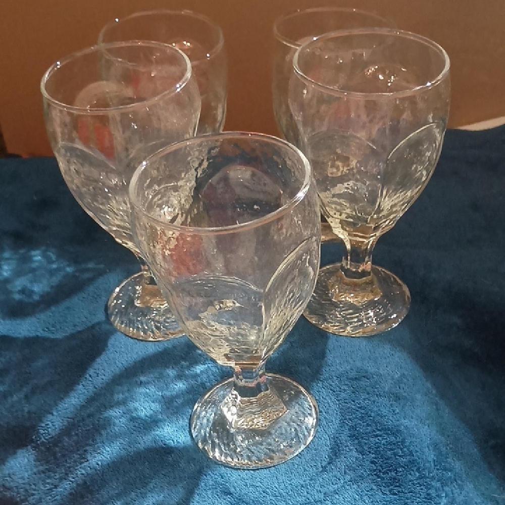 Libbey Chivalry Clear Water Goblet Stem Style 6 1/2" No Call Outs. Set of 5.